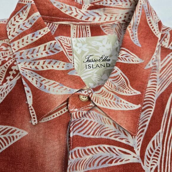 TASSO ELBA Island Mens Silk Linen Blend Luxury Hawaiian Shirt XL - Picture 2 of 10